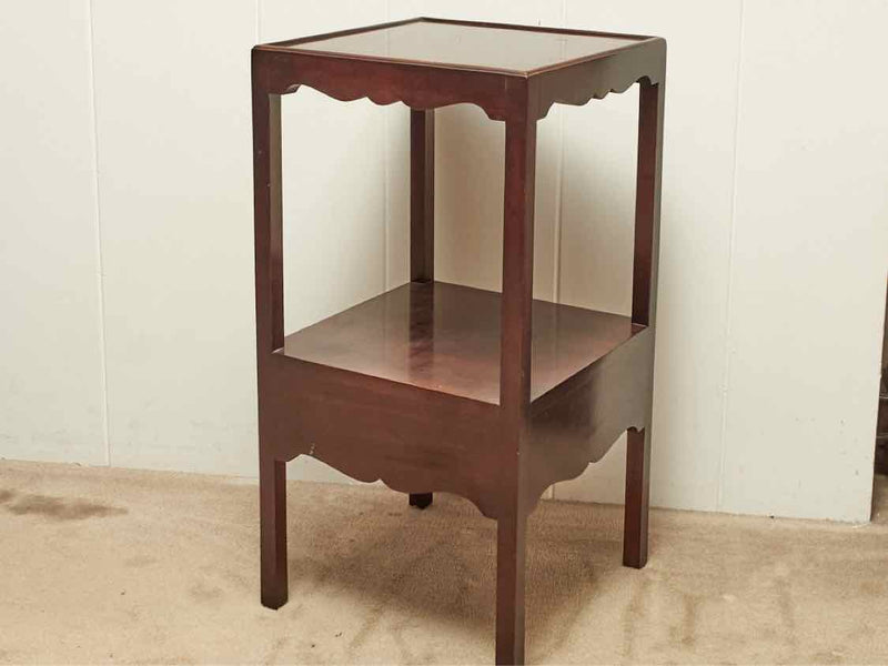 Mahogany Side Table With Shelf & Drawer