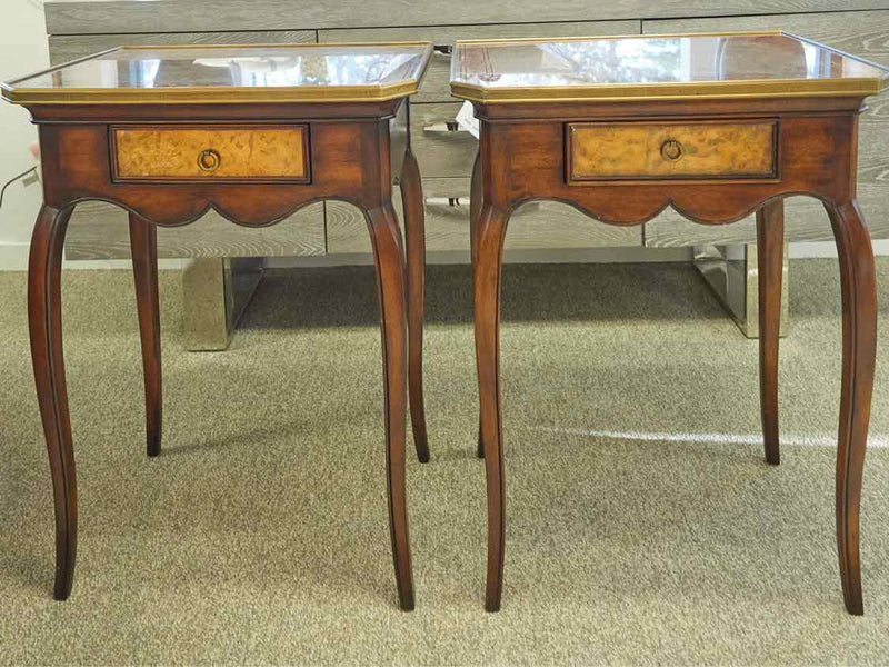 Pair of Theodore Alexander ' Eglomise' Chestnut Side Table