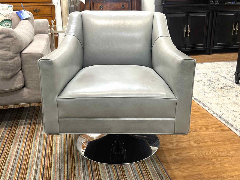 Mitchell Gold + Bob Williams Smoky Sage Leather Swivel Chair