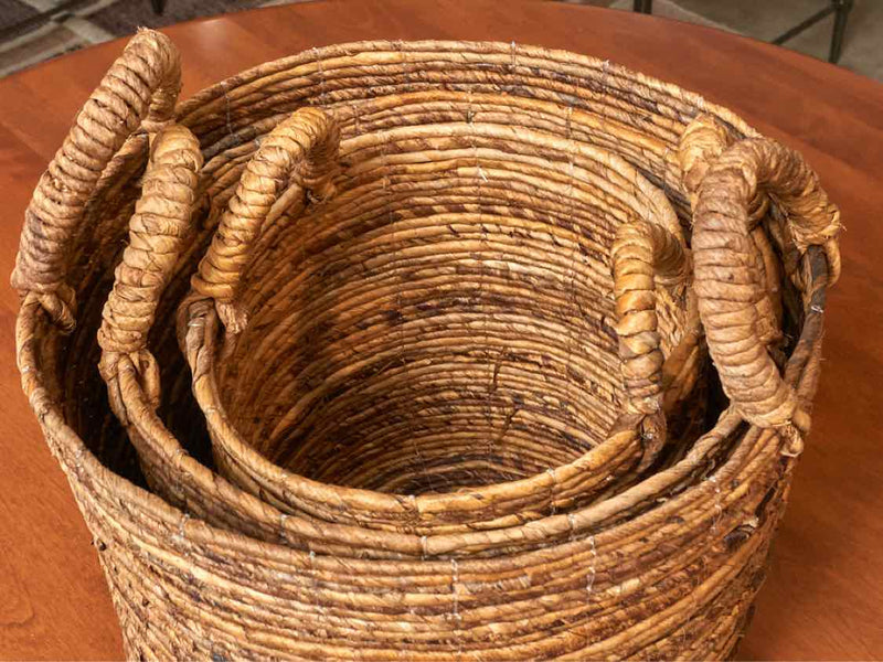 Set of 3 Abaca Baskets Decor