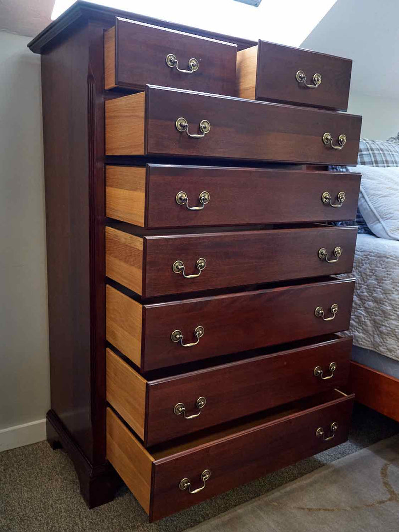 Mahogany 8 Drawer Chest with Brass Chippendale Pulls