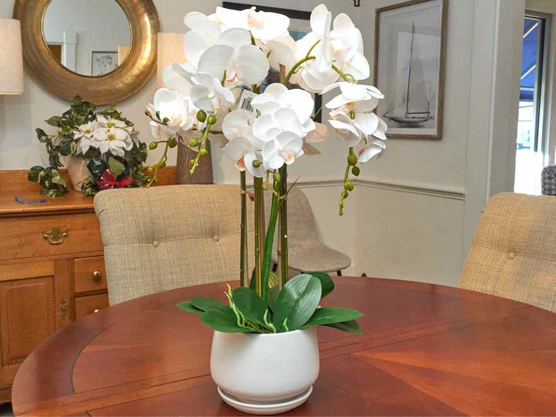 Brentwood White Orchid Ceramic Pot Decor