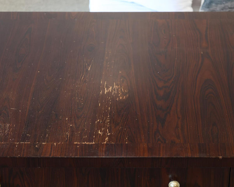 Hickory Chair Inlaid Writing Desk in Espresso with Two Drawers and Nickel Pulls