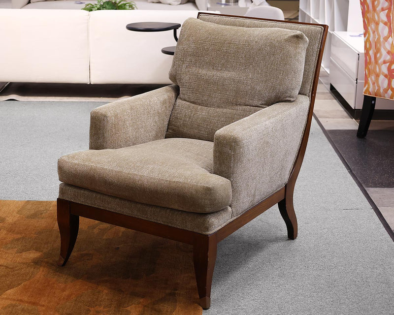 Loose Cushion Armchair with Track Arm and Wood Trim