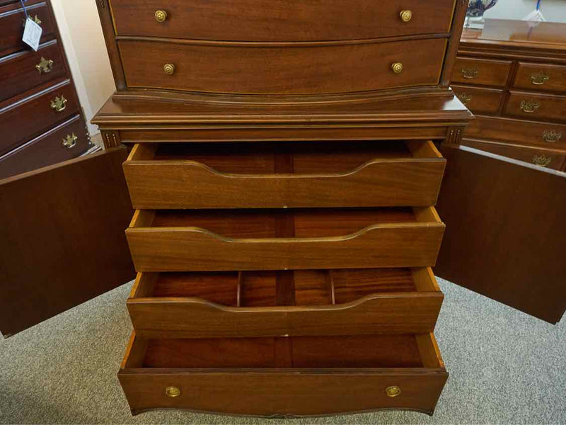 Solid Mahogany Seven Drawer Chest With Hand Painted Doors