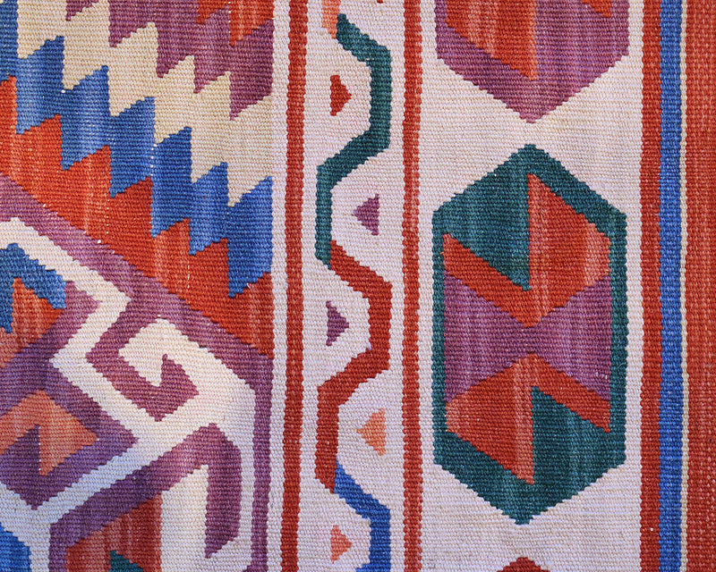 6 x 9 Flatweave Area Rug with Terracotta Field