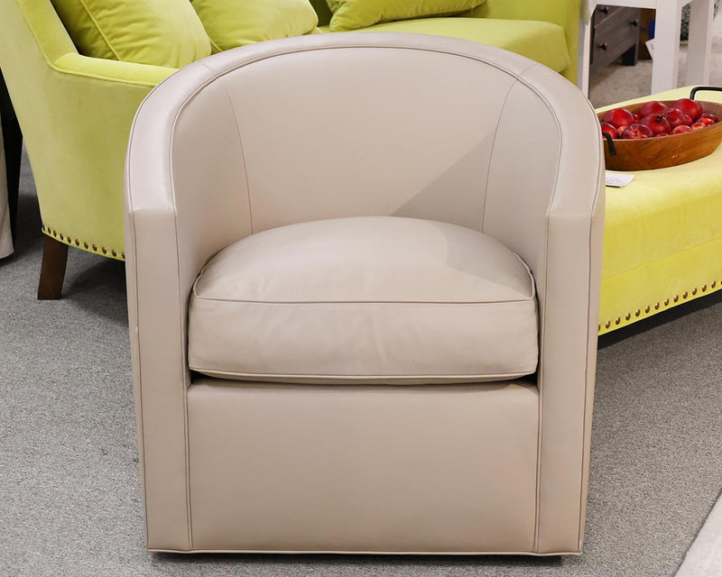 A Rudin Beige Leather Swivel Chair