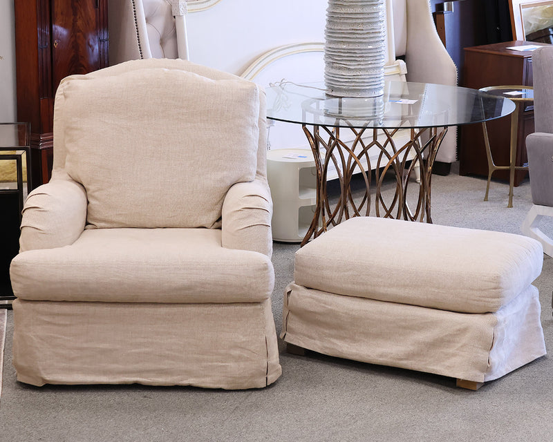 RH Linen Slipcover Rockering Chair & Ottoman