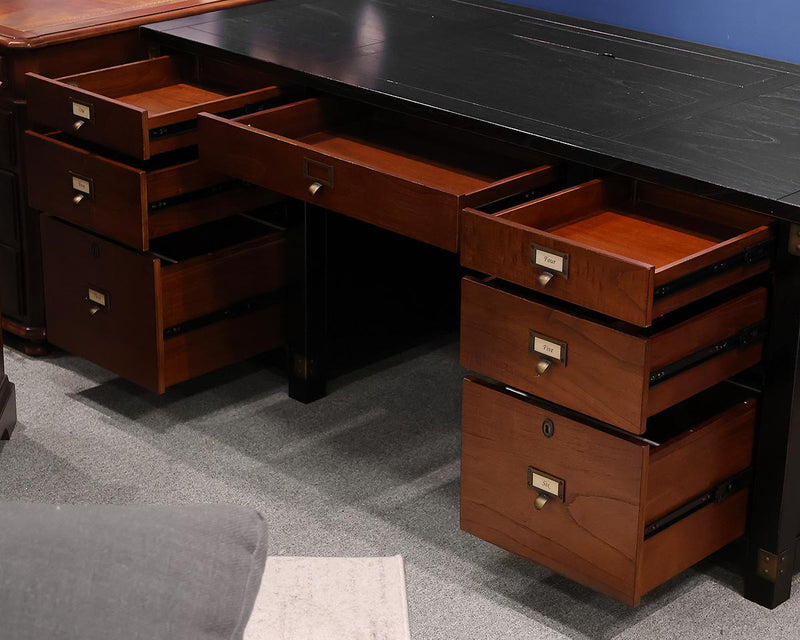 Arhaus Telegraph Executive Desk in Black & Natural Oak