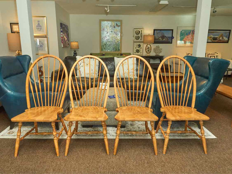 Set Of 4 Stained Ash Windsor  Dining Chairs