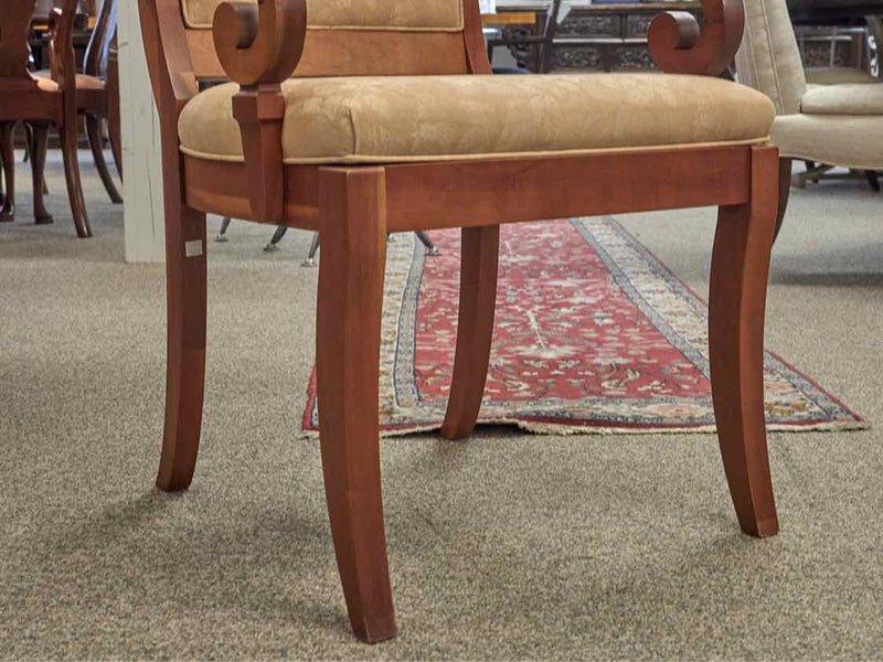 West Brothers Furniture Cherry Dining Table & Set of Six Upholstered Chairs