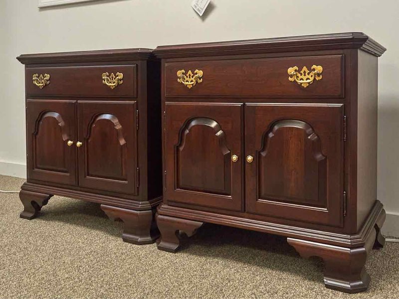 Pair of Ethan Allen Cherry Nightstand with 1 Drawer & Doors