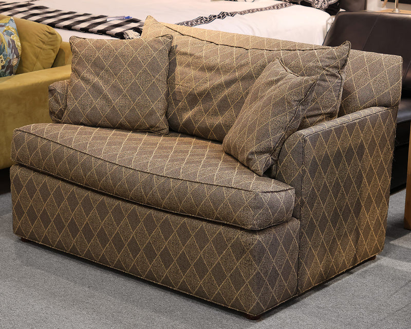 Ethan Allen Twin-Size Sleeper in Taupe and Grey Diamond Upholstery