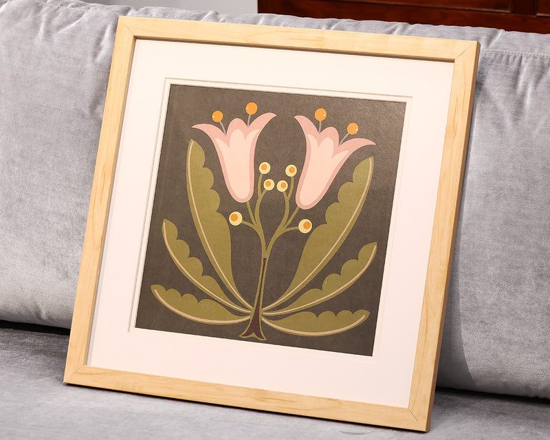 "Graphic Folk Flower II" Framed Print