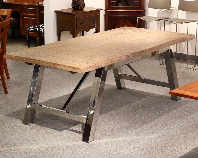 Grayson Live-Edge Washed Oak Trestle Dining Table