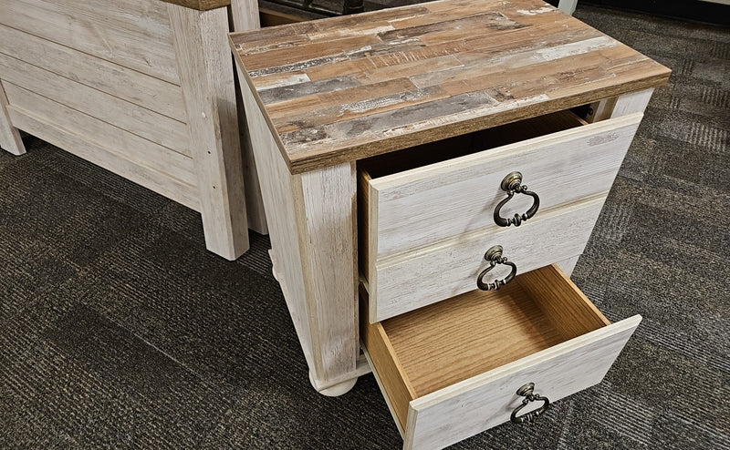 Rustic Whitewashed Nightstand