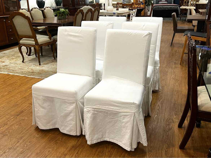 Crate & Barrel Set of 6  Slip Covered Dining Chairs