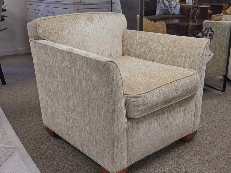 Pair of  Champagne Beige Velour Track Arm Chairs