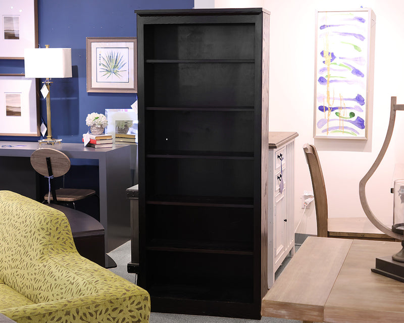 Crate & Barrel Bookcase in Oak with Black Finish