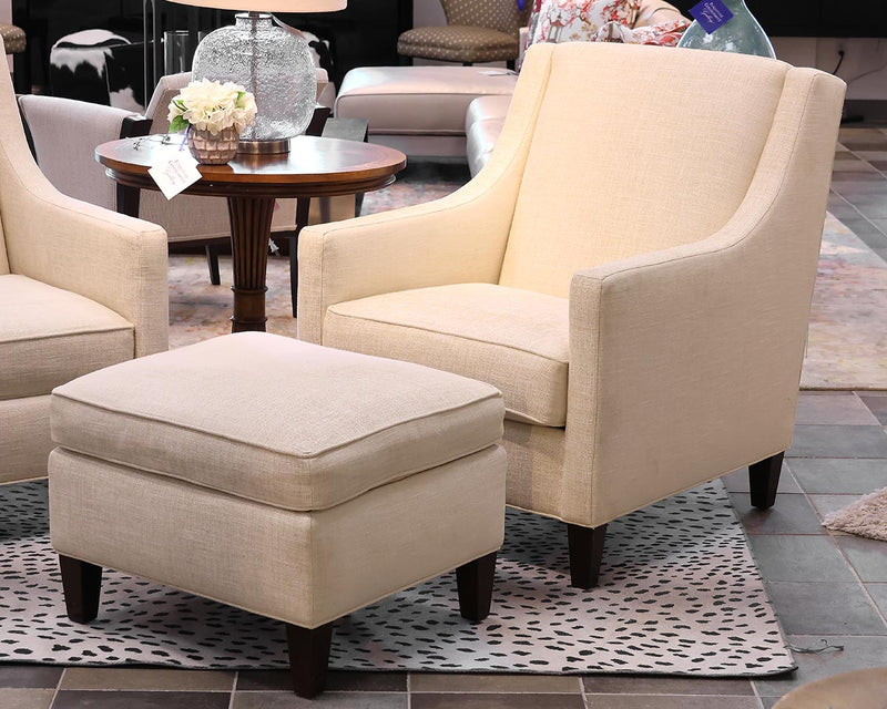 Pair of Stickley Chairs in Linen Weave Upholstery with Slope Arms