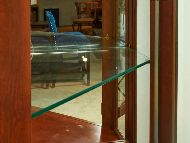 Cherry  Glass Door 2 Glass Shelf & Lower Door Corner  Curio Cabinet