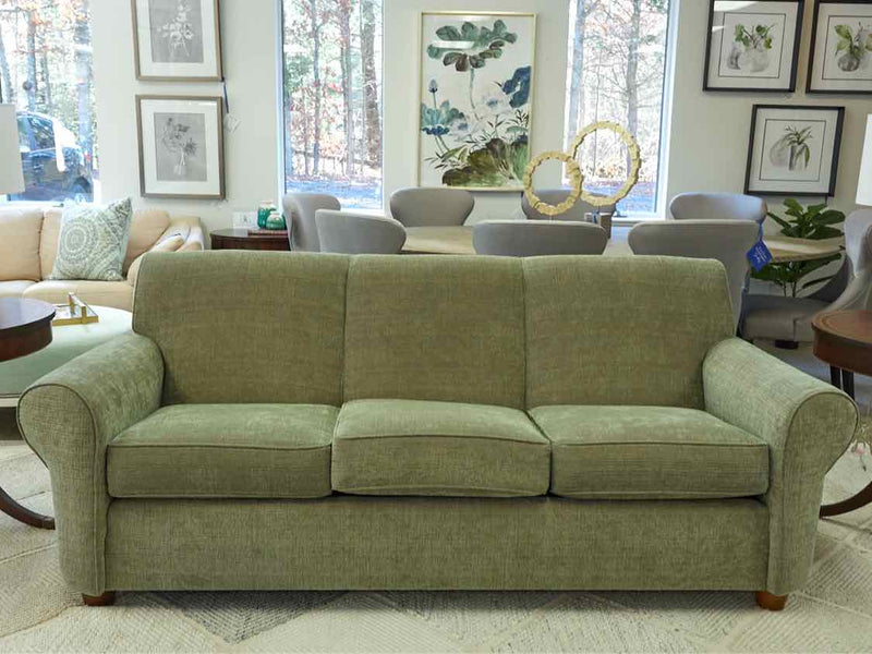 Ethan Allen Roll Arm Sofa in Seafoam