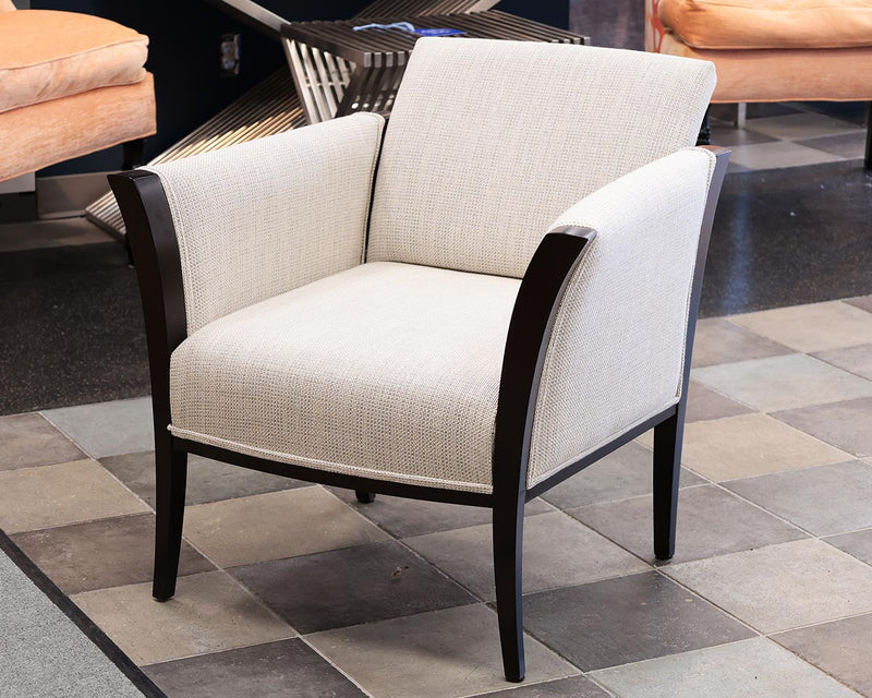 Roche Bobois Apostrophe Chair in Pale Grey Fabric with Black Undertone