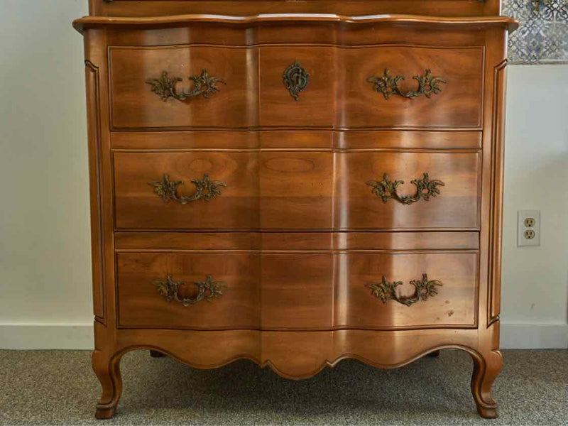 John Widdicomb Light Cherry Chifforobe With Scalloped Backsplash