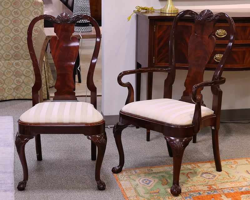 Set of 7 Karges Carved Mahogany Dining Chairs with Shell Motif