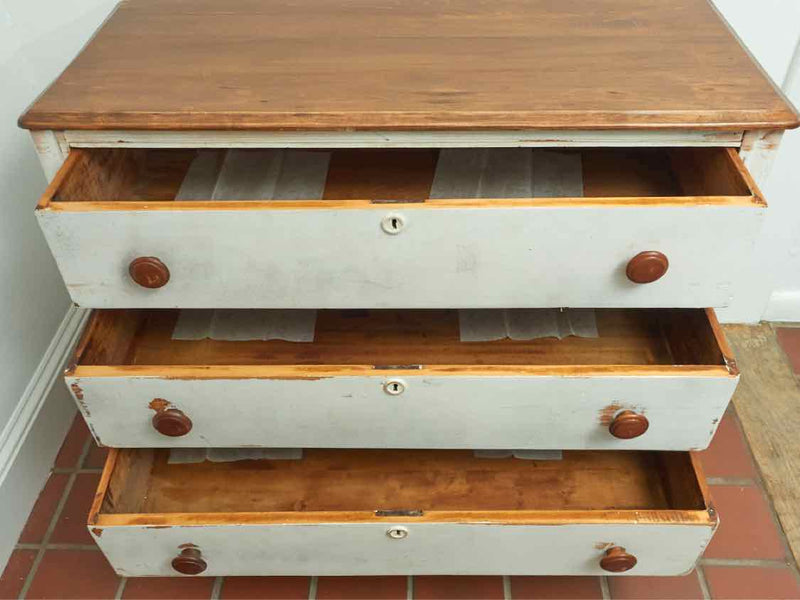 Distressed White Finish 3 DrawerFir Top  Chest