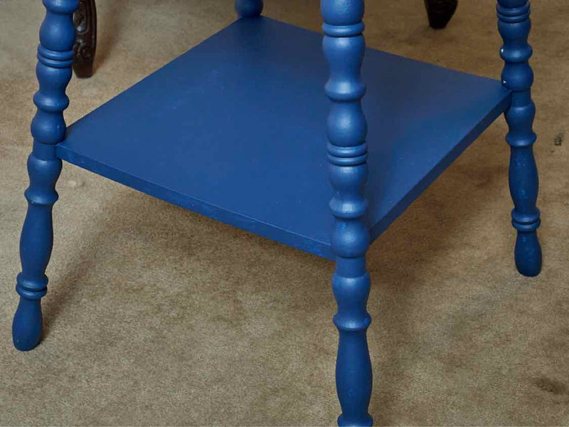 'Delphinium Blue' Finish Turned Legs Bottom Shelf Accent Table