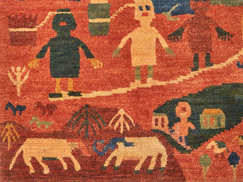 "Village" Hand Made Wool Area Rug Made in Nepal