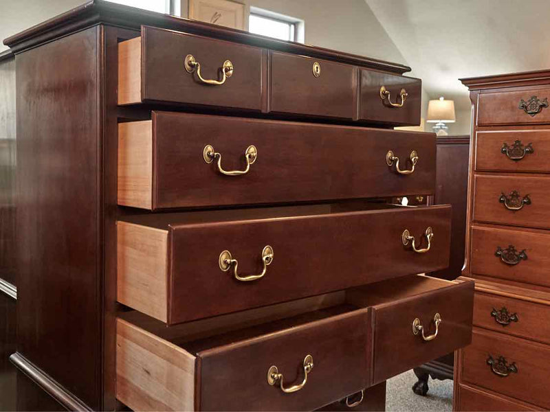 Drexel  "Charleton" Cherry 6 Drawer Chest with Brass Chippendale Handles