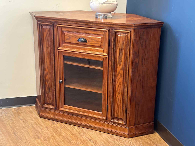 Oak Corner Cabinet w/ Cable Management