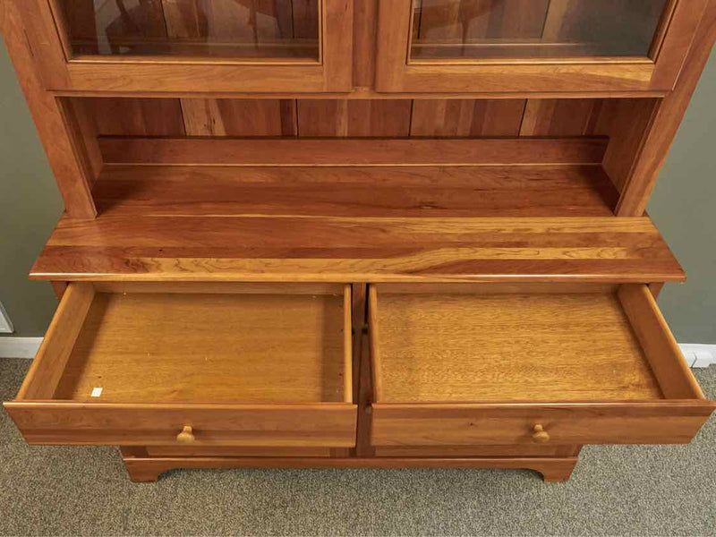 Two Piece Cherry Hutch W/ Glass Doors