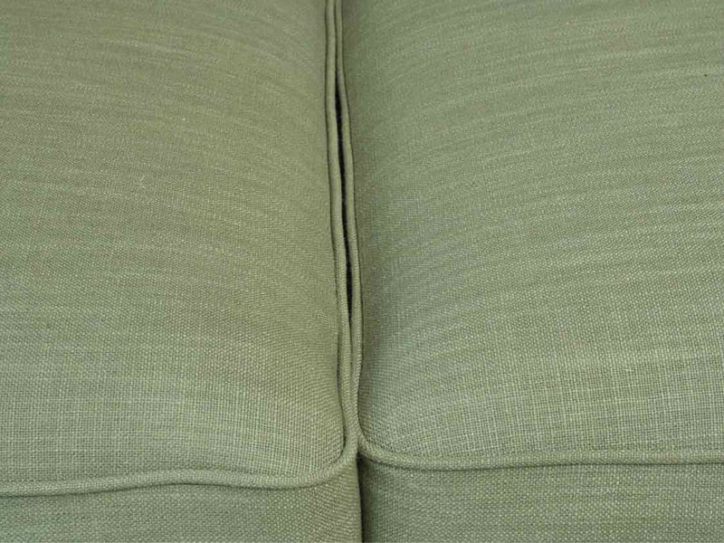 'Timber' Sea Turf Green 3 Cushion Upholstered  Sofa with Maple Wood Trim