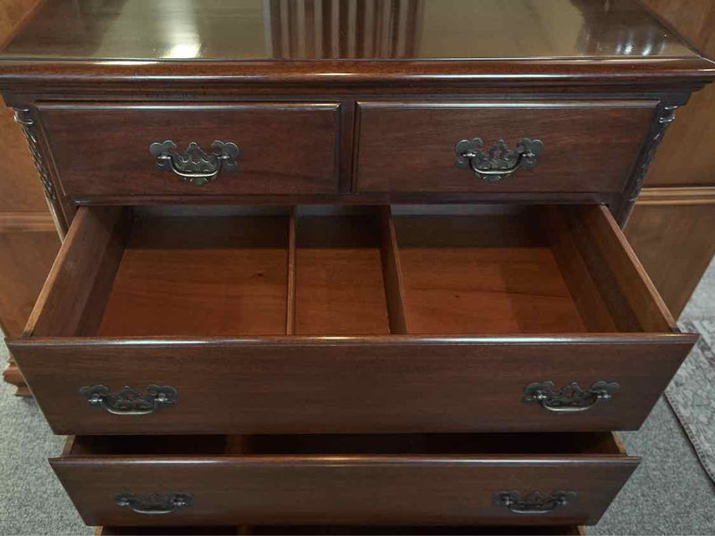 Mahogany 6 Drawer Chest with Column Sides & Chippendale Brass Handles