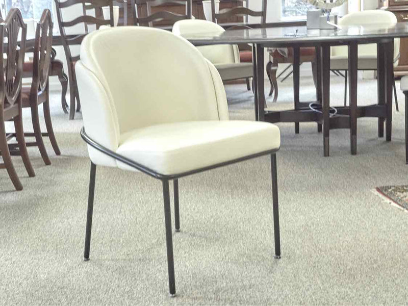 Set of 6 'Angelo' Ivory Leather Rove Concepts Contemporary  Dining Chairs