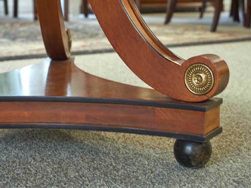 Neoclassic Double Pedestal Banded Mahogany Dining Table