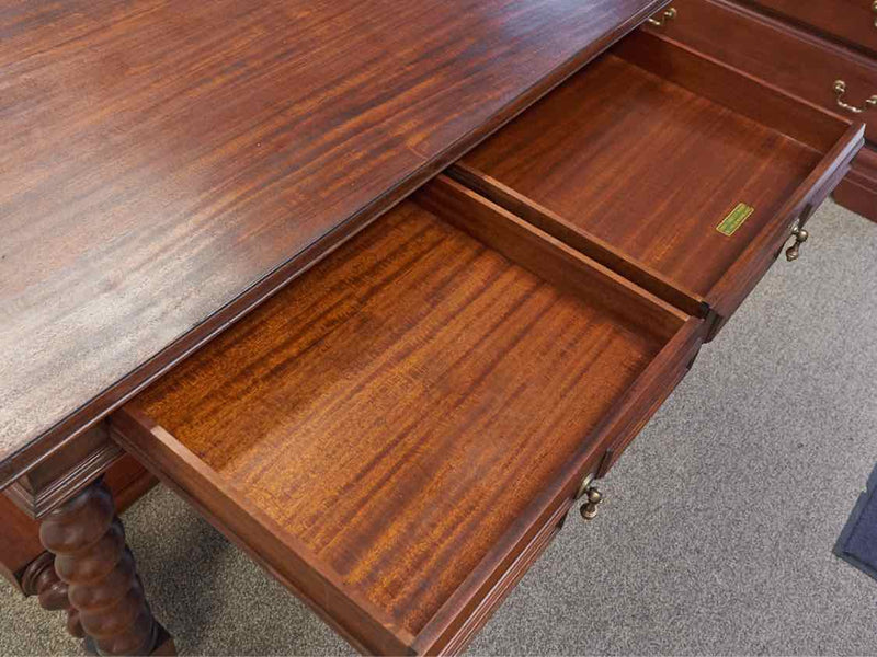 Solid Mahogany 2 Drawer Writing Desk with William & Mary Legs