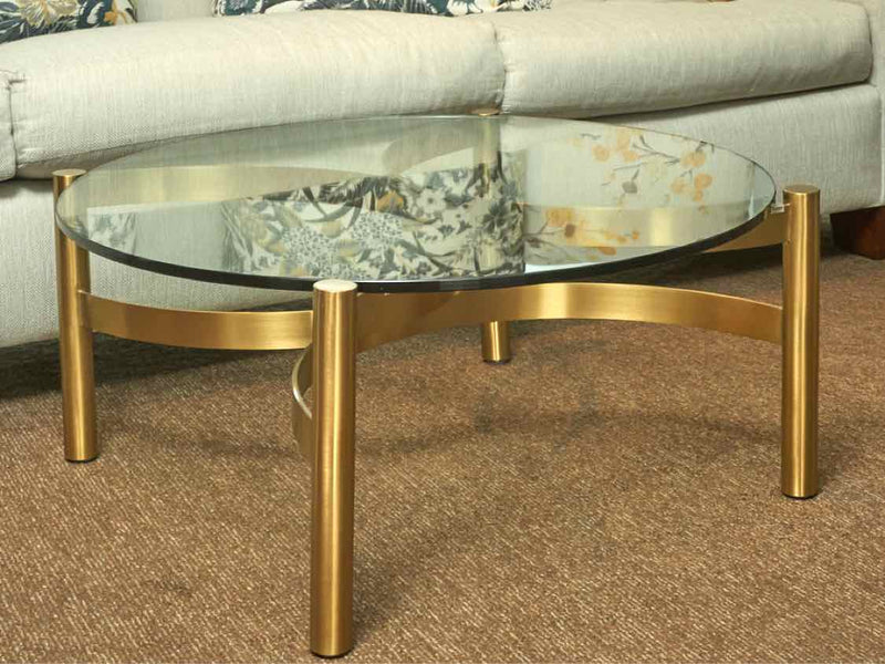 Gus Modern 'Quarry' Gold Finish Metal Glass Top Cocktail Table