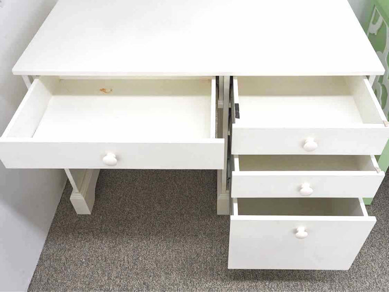 Pottery Barn  White 3 Drawer Desk & 1 File Drawer