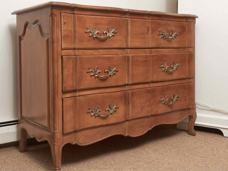 French Bench Made Walnut 3 Drawer Chest With Ornate Handles