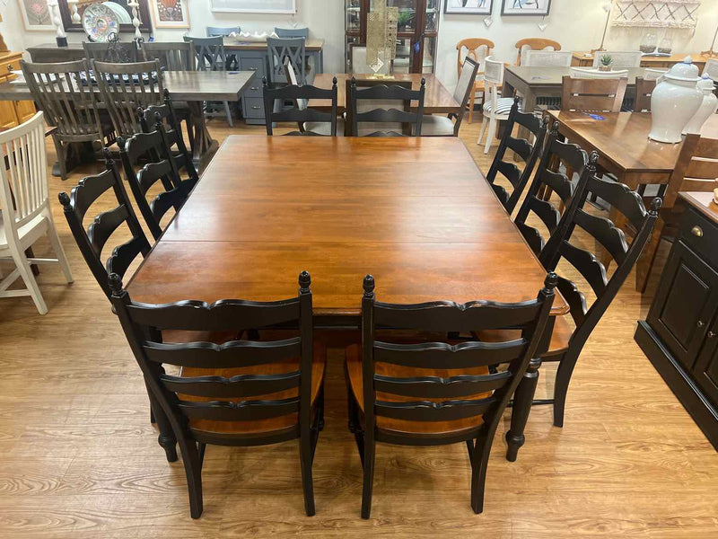 Black & Maple Dining Set w/ 10 Chairs