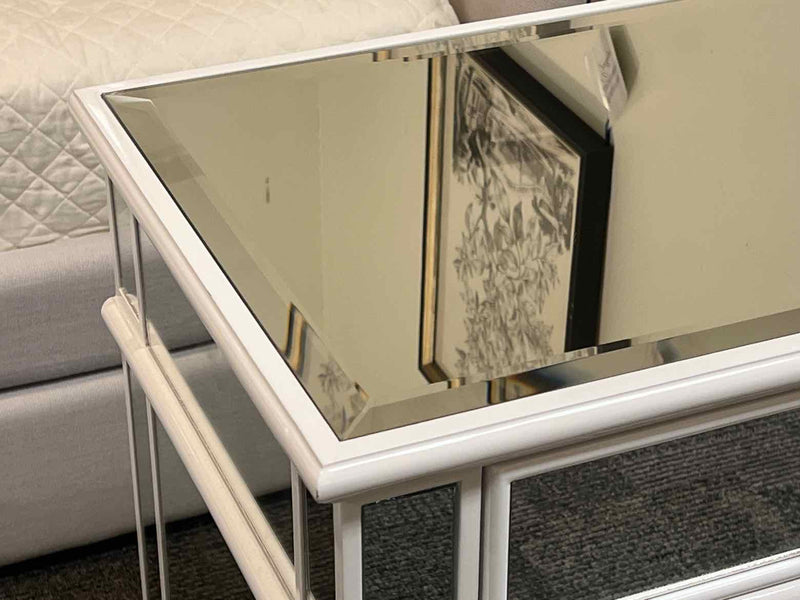 Pair of Mirrored White Nightstands