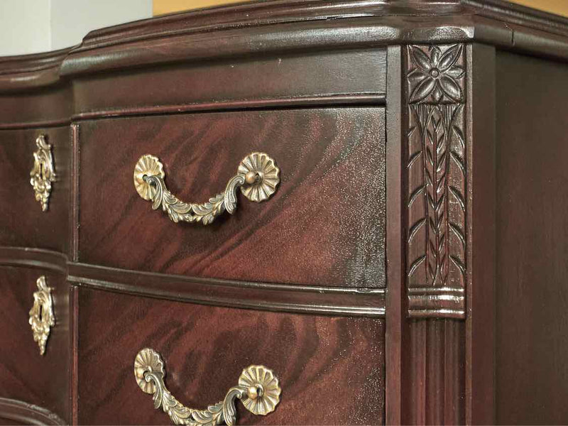 Mahogany 3 Over 3 Drawer  Chest with  Ornate Handle Pulls