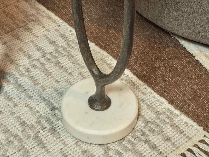 Pottery Barn "Bodhi" Bronze & Marble Base Accent Table