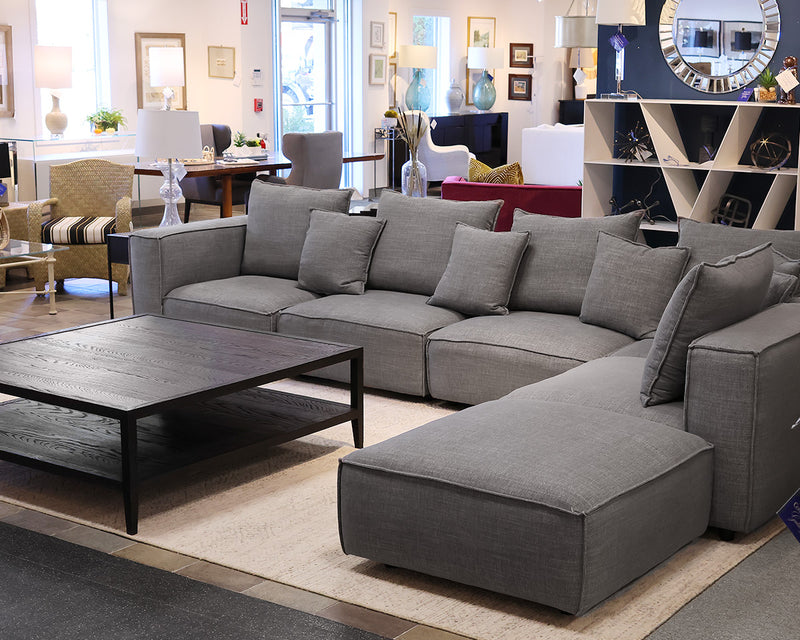 Arhaus 5-Piece Coburn Sectional with Ottoman in Grey