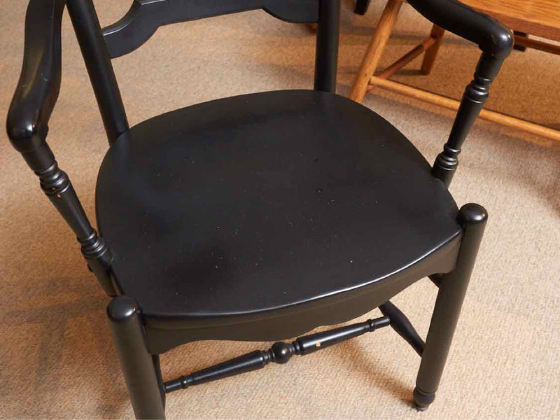 Nichols & Stone Maple Top Black Finish 6 Fan Back Chairs 1 Leaf  Dining Table