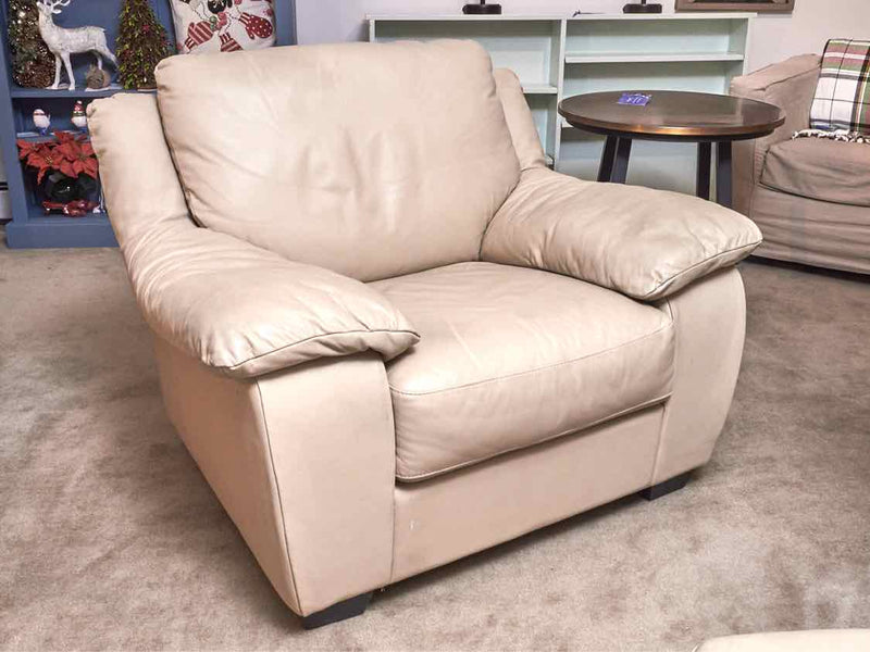 Macy's 'Italsota' Beige Leather Chair & Ottoman